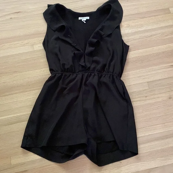 BCBGeneration Black Ruffle Sleeveless Romper - Picture 5 of 7